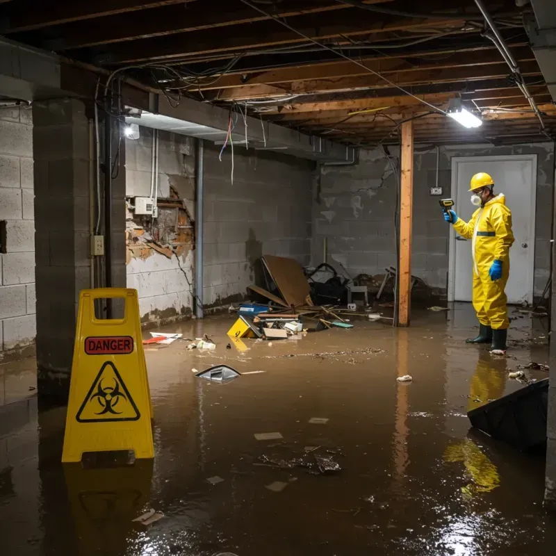 Flooded Basement Electrical Hazard in Socorro Mission Number 1 Colonia, TX Property